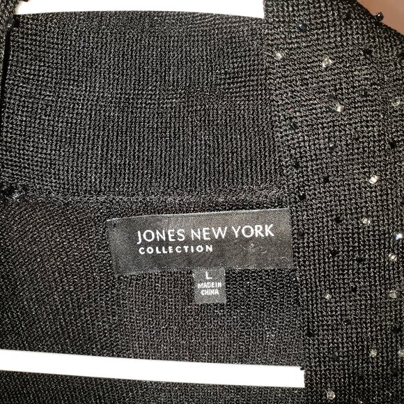 Jones New York Black Open Front Cardigan Sweater - L - Picture 6 of 6